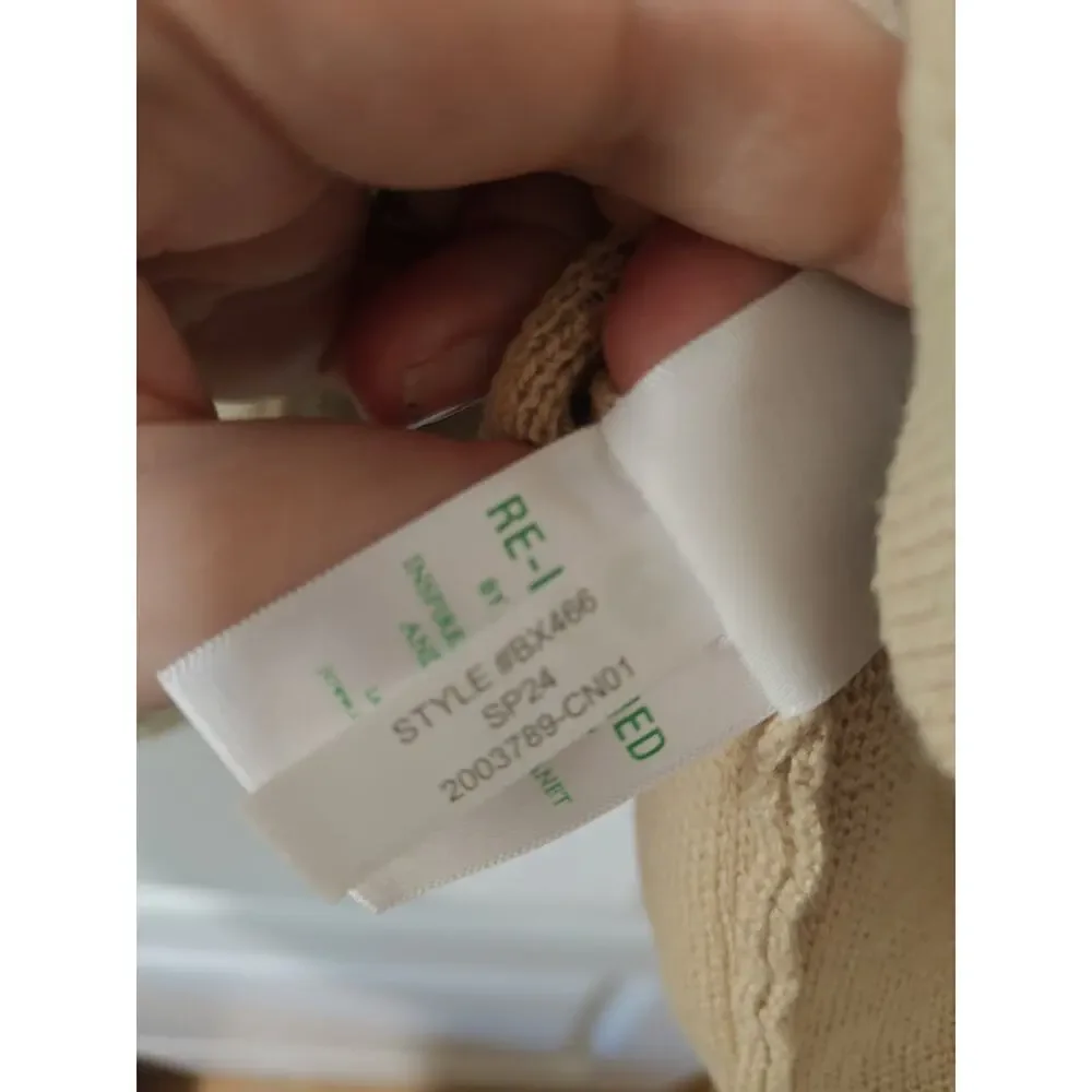 J. Crew Tan Cotton Long V-Neck XL Sweater Blazer Gold Buttons Oversize NWT Luxe
